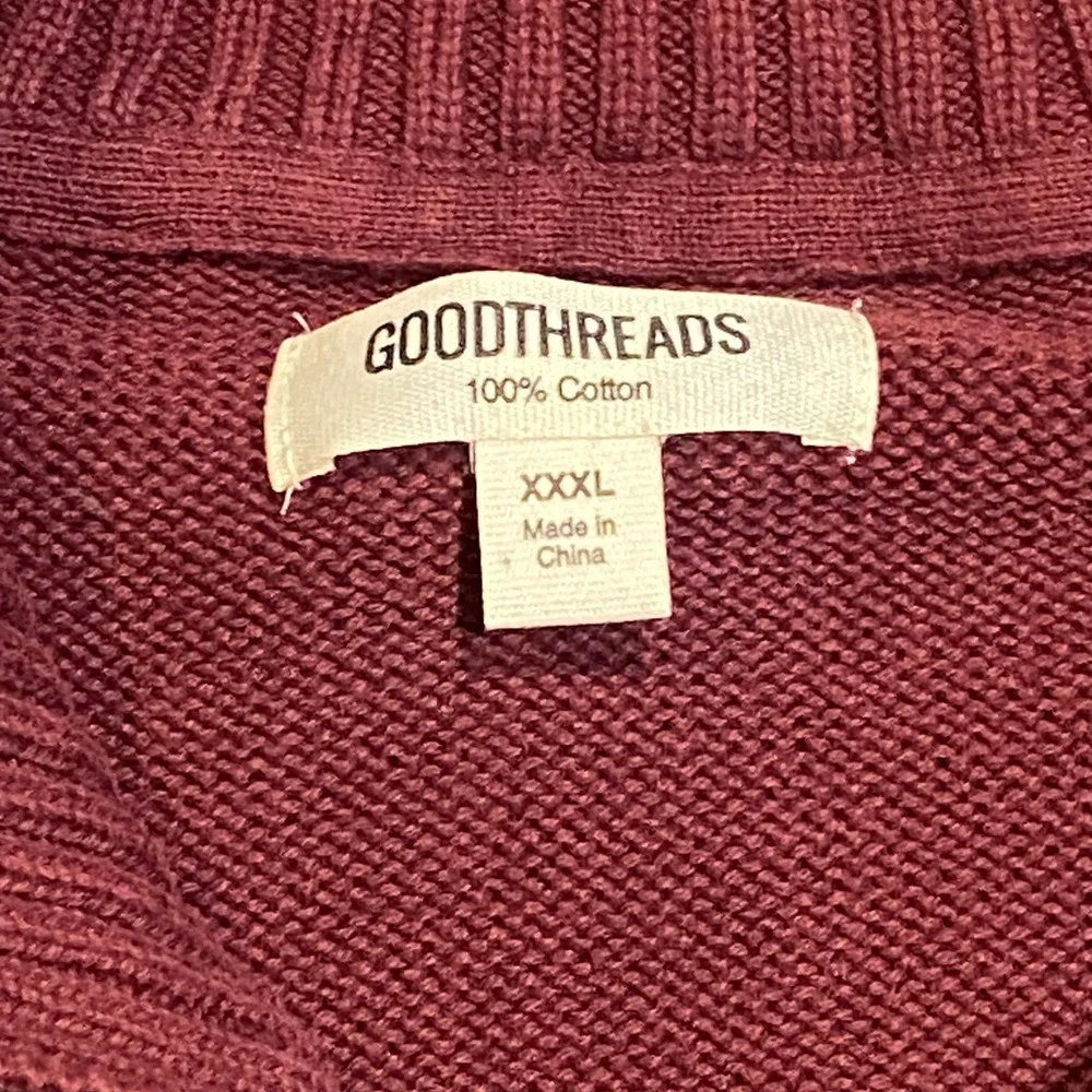 Goodthreads Sweater Quarter Zip Mens XXXL GT444558FL18 Burgundy China